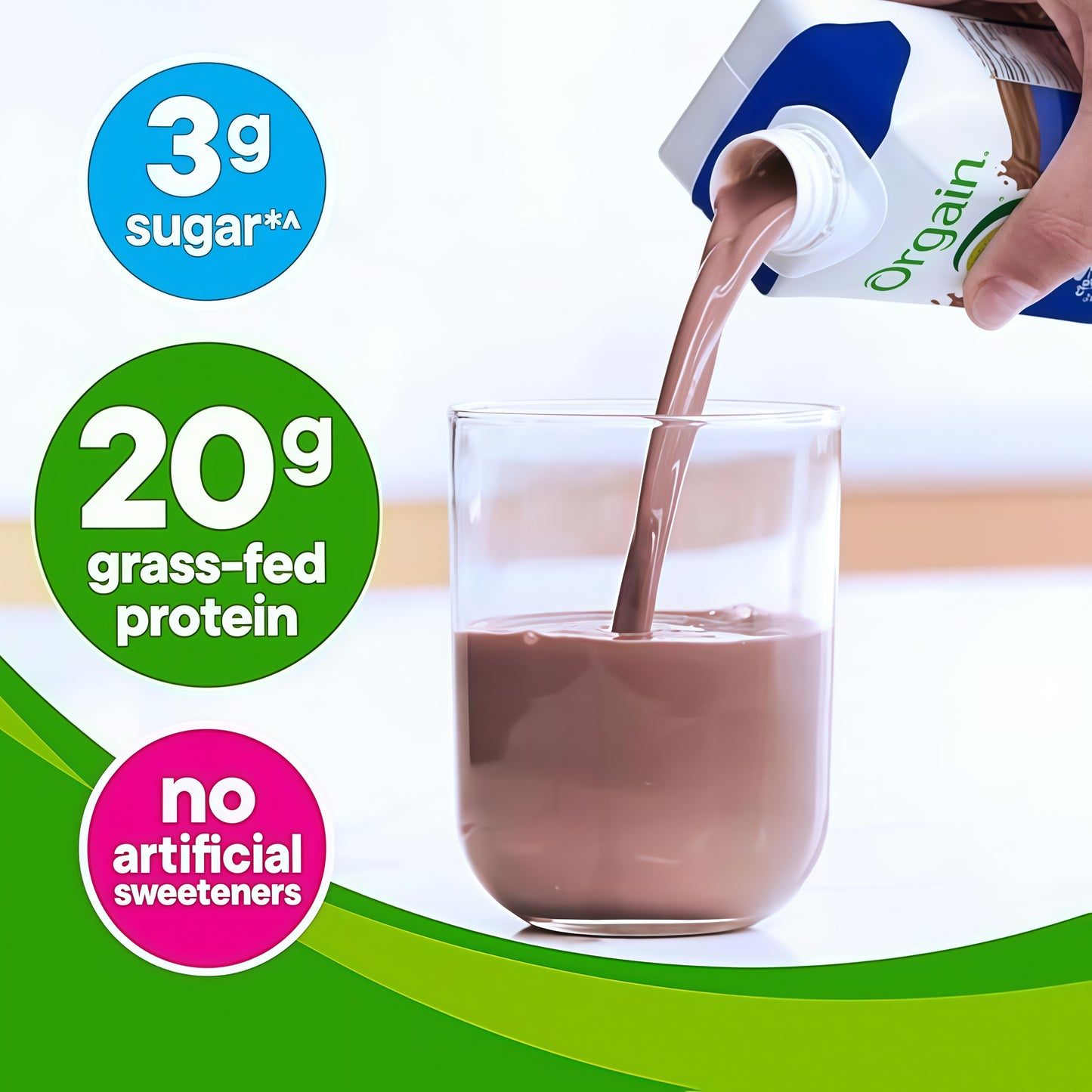 Orgain Clean Protein Shake, Grass FedDairy, Creamy Chocolate Fudge.
