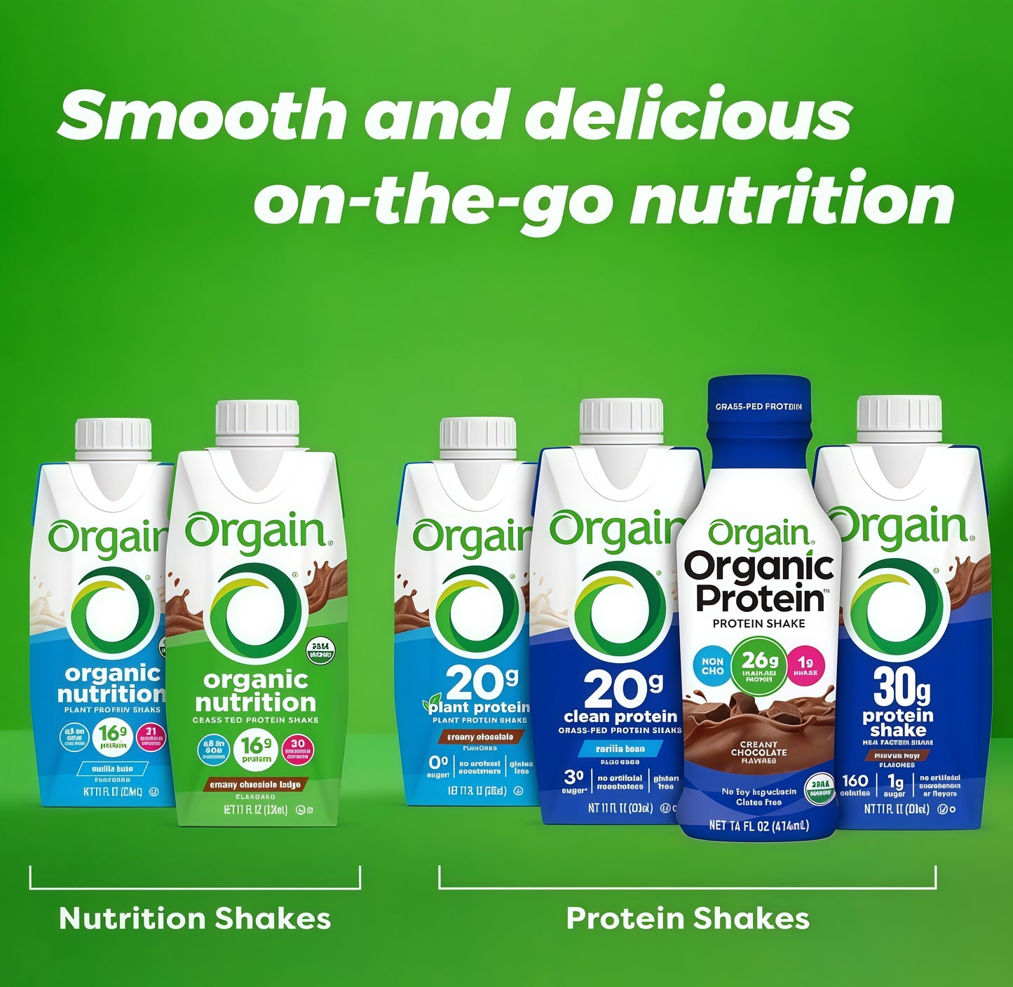 Orgain Clean Protein Shake, Grass FedDairy, Creamy Chocolate Fudge.